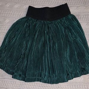 Forest Green Satin Pleated Skirt